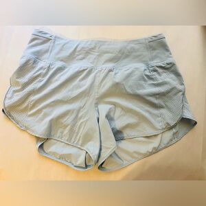Lululemon Fast Pace Shorts Women’s 10 Light Blue‎ Pull On Drawstring 3.5” Inseam
